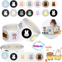 Miffy Rabbit Roll 500pcs Sticker High Color Value Cute Cartoon Printing Creative Phone Shell Desktop Graffiti Waterproof Sticker