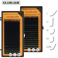 GLAMLASH L/L+/LC/LD/LU/M/N Curl Wimpernverlängerung 16 Reihen/Tablett Mix Mattschwarz Individuelles Make-up-Tool Falsche Wimpern