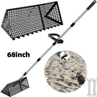 Sand Fleas Rake Stainless Steel Sand Sifter Detachable 52/68inch Long Handle Collapsible Shark Tooth Sifter for Beach Sand Crab