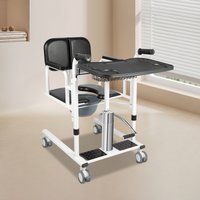 Hydraulic Transfer Chair 330.7LBS Load 11.9-18.2in Lift 180° Backrest 4 Brake Wheels for Elderly Disabled Care