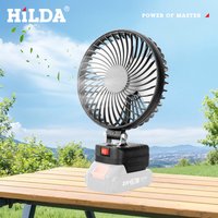 HILDA Black Lithium Electric Fan Fit Makita 21V Battery Large Fan Blade 90° Degree Adjustment Portable Quiet Fan Strong Wind Fan