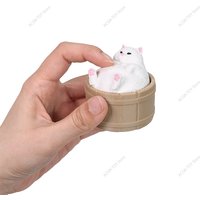 3D Printed Onsen Cat Squeeze Fidget Toy Cute Bath Cat Press Stress Relief Desk Ornament