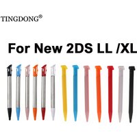 2pcs For New 2DSLL 2DSXL Game Console Plastic & Metal Telescopic Stylus Touch Screen Pen For New 2DS LL XL