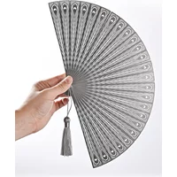 New Chinese Steel Gufeng Fan Hollowed Out Portable Self-defense Kung Fu Iron Fan Tai Chi Metal Stainless Steel Folding Fan