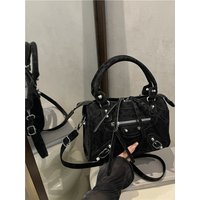 Modern Neutral Style Large Capacity Rivet Motorcycle Bag Simple Commuter Single Shoulder Crossbody Bag for Youth Daily Use