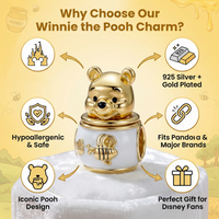 DSN Jewelry Designer Cartoon Charm S925 Silver Winnie the Pooh in Honey Pot Charm for Bracelet Necklace Fans Gift