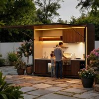 Customized All Stainless Steel Waterproof Outdoor Kitchen Island with BBQ House for Patio Party Cooking