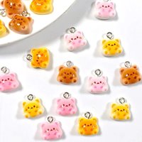 10pcs Mini Bright Cat Bread Resin Charms Kawaii Kitten Bracelet Earring Pendants Accessory DIY Food Shape Jewelry Making