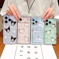 Kuromi Pochacco Hello Kitty Clear Case For Samsung Galaxy S26 Ultra S25 S24 S23 S22 S21 S20 Ultra Plus FE 5G Card Holder Cover