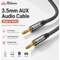 Riksoin 3.5mm to 3.5mm Audio Cable Male to Male AUX Cord Hi-Fi Stereo Nylon Braided Jack for Car Speaker Headphones Phone