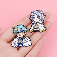 2PC Anime Frieren Elf Girl Enamel Pin Manga Badges on Backpack Manga Brooches Hat Lapel Pins Cosplay Accessories Couple Gifts