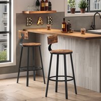 VASAGLE Barhocker, 2er Set, Barstuhl, Küchenstuhl mit Metallgestell, Sitzhöhe 73 cm, einfache Montage, Industrie-Design