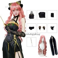 Adult Anya Forger Cosplay Costume Black Dress Full Set Pink Wig Halloween Christmas Coser Women Party Clothes