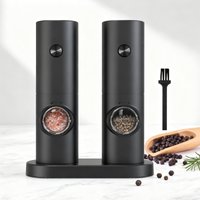 2Pcs Battery Powered Electric Pepper Salt Grinder Set Adjustable Coarseness Spice Mill with One Click Operation Kitchen Supplies