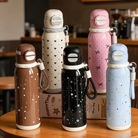 1pc Stainless Steel Vacuum Insulated Tumbler 500ml Dual drink Insulated Water Bottle with Hand Strap Portable Sports Bottle fo