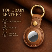Genuine Leather AirTag Holder Keychain Protective Case for Apple AirTag Anti-Lost Locator Cover Car Key Ring Accessory