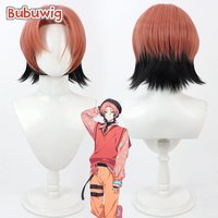 Bubuwig Synthetic Hair Chihiro Natsuyaki Cosplay Wigs 18Trip Chihiro Natsuyaki 30cm Orange Red Mixed Black Wig Heat Resistant