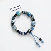 Handmade Glazed Ceramic Star Bracelet Woven String Jewelry For Women Men Boho Style Gift