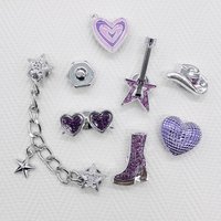 8PCS Purple Punk Rock Shoe Charms DIY Chain Decorations Music Guitar Clog Shoes Buckles Accessories Heart Shaped Shoe Clips