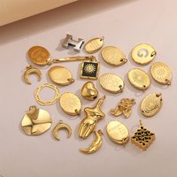 CARLIDANA Waterproof Coin Evil Eye Heart Rose Letter Moon Gold Plated Charms for Jewelry Making Stainless Steel Pendants Charms