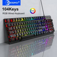 104Keys Wired Keyboard RGB Colorful Gaming Keyboard USB Wired Keyboard Standard Keyboard for PC Laptop Android Windows Mac OS