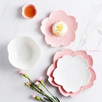Sakura Shape Tableware Japanese Ceramic Odd-shaped Plate Bowl Dessert Fruit Breakfast Bowls and Dishes