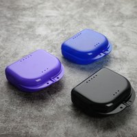 1Pcs Black Purple Denture Storage Case Tooth Retainer Box Brace Container Mouthguard Guard Denture Storage Case Cleaner