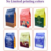 Custom Digital Printed Resealable Aluminum Foil Lined 250g 500g Zip Lock Flat Bottom Coffee Bean Packaging Bag with Valve