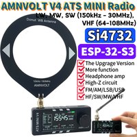 AMNVOLT V4 ATS MINI Si4732 DSP Radio LSB USB AM FM All Band Radio W/ Antenna 1.9inch IPS Screen Portable Pocket Radios ESP-32-S3