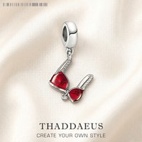 Red Bikini Bra Pendant Dangle Charm For Women New 925 Sterling Silver Fashion Cute Gift