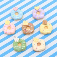 10pcs DIY jewelry accessories, resin jewelry accessories, simulated flowers, hearts, sweet donuts, bag charms, pendants
