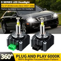 2PCS For 2007-2009 Mercedes Benz W221 S550 S-Class Xenon HID LED Headlights Replacement Canbus 32000LM 360 6000K Plug&Play