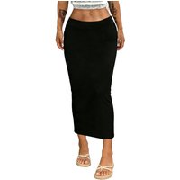 2026 Women's Casual Office Skirt Regular Fit Solid Color Elastic Waist Slimming Midi Skirt Bottoms