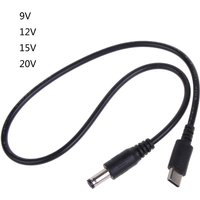 9V 12V 15V 20V USB Type-C to 5.5x2.1mm PD Power Supply Cable for Router Laptop LED Light Accessories Max 3A 120W 0.4M/0.98Meter