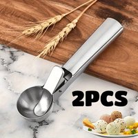 2PCS Ice Cream Spoon Stainless Steel Multifunctional Dual-Purpose Scoop Watermelon Ball Scoop for Digging Fruit Ice Cream Balls