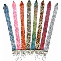 Fashion leopard print key lanyard ID card work badge holder cartoon phone neck strap keychain phone accessories