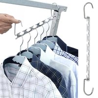 1/3pcs 26cm Multifunctional Metal Hangers with Magic Hook Space Saving 6-Hole Clothing Wardrobe Organizer Hanger Holder