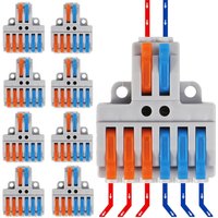 10 pcs Lever Wire Connectors (2 in 6 Out),Quick Wiring Cable Connector Splicing Wire Connectors Push-in Conductor Screw Terminal
