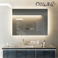 Dimmable Bathroom mirror Makeup mirror with LED Lighting, anti-fog, touch control, USB, Fuse, Clock 70x50cm Wall mirror Washing