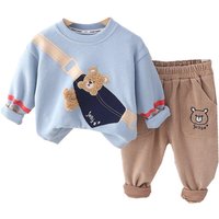 Vêtements de printemps et d'automne pour bébé fille et garçon, t-shirt et pantalon, costume décontracté pour enfant en bas âge, tenues pour bébé, survêtements pour enfants, nouveau, 2 pièces par