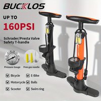 BUCKLOS Bicycle Pump With a barometer For Schrader/Presta Valve High Pressure Durable Bike Tire Inflator Bike Accessories