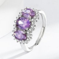 925 Sterling Silve Gorgeous Shiny Stone Purple Zircom Ring For Women Engagement Wedding High Quality Fine Jewelry