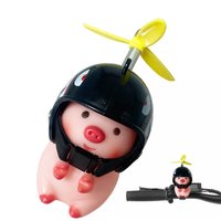 Piglet Motorcycle Handlebar Ornaments Lovely Animal Figures With Propeller Helmets Cute Swine Handlebar Toy Motorcycle Supplies