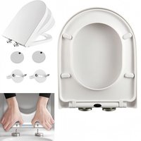 D-Type Toilet Seat Soft Closing Anti-Bacterial Hygienic - Removable Toilet Lid with 360° Rotation Hinge, Easy Install & Cleaning