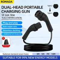 Potable EV Charging Cable 32A 7kW 1Phase Electric Vehicle Cord 3M 5M 7M 10M Type 2 EVSE Charging Station Female to Male Plug