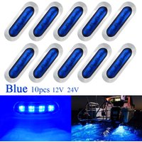 10pcs Marine Boat Waterproof 12V 24V 4 LED Lamp Cabin Deck Courtesy Light Stern Transom Lights Blue For Small Boat Sailboat