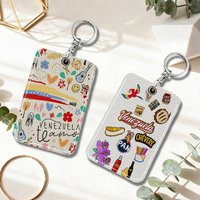 Venezuela Aesthetic Art Keyring Leather Access Card Holder Keychain Community Water Drop Proximity Card Protective Case