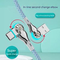 180 Degree Fast Charging Cable Elbow Rotation USB A to Type C Cable with Light Zinc Alloy Braided Data Cable USB Micro Charger
