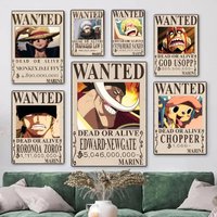 1pc Classic Anime One P-Piece Wanted Posters HD Print Vintage Wall Art Decor for Home Study Room