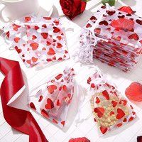 6/30/60/120Pcs Valentine's Day Red Heart Organza Bags Gift Bags Pouches Jewelry Candy Packaging Drawstring Bags for Wedding